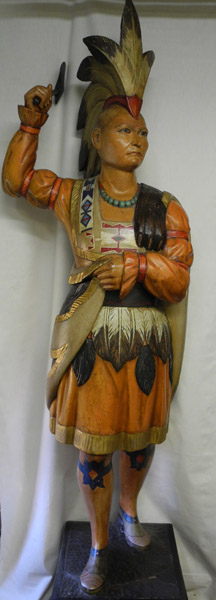 John L. Cromwell (1805-1873) | Cigar Store Indian with Hatchet price $250,000 at the Outsider Folk Art Gallery